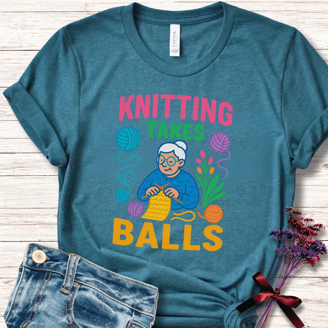 Knitting Takes Balls T-Shirt Teal / S