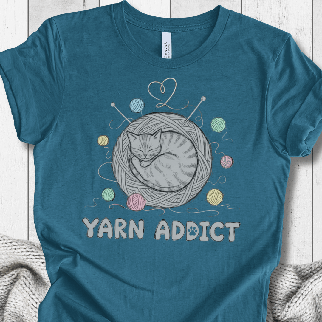 Yarn Addict Sketch T-Shirt Teal / S