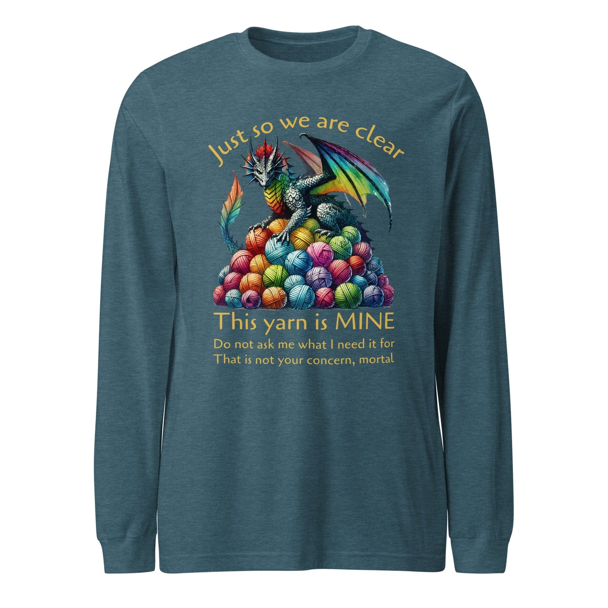 Yarn Dragon with Slogan Long Sleeve Tee Teal / S