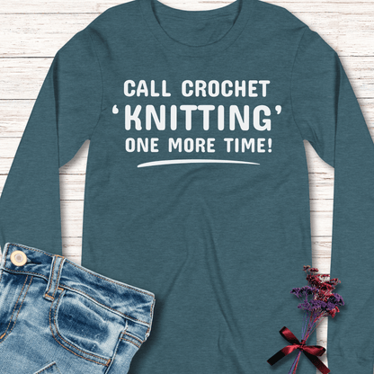 Call Crochet Knitting Long Sleeve Tee Teal / XS