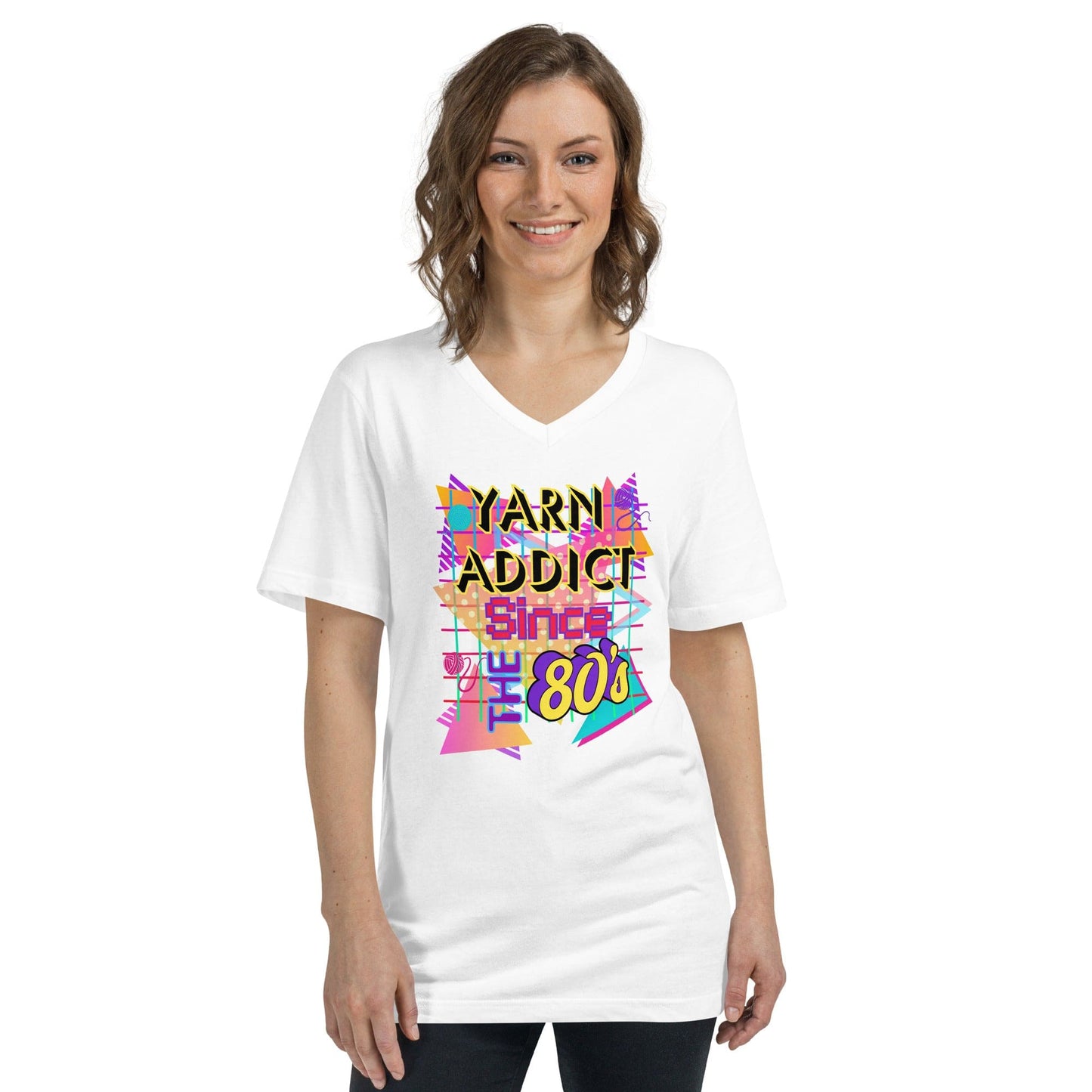 80's Yarn Addict V-Neck T-Shirt White / S