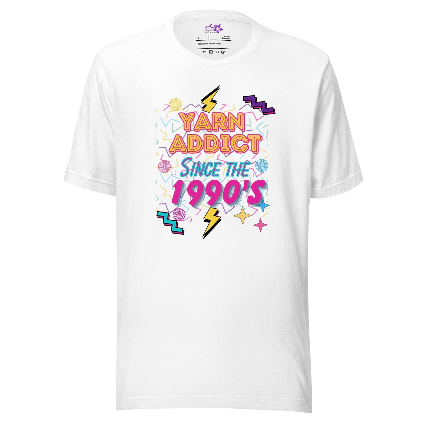 90s Yarn Addict Crew Neck T-Shirt White / S