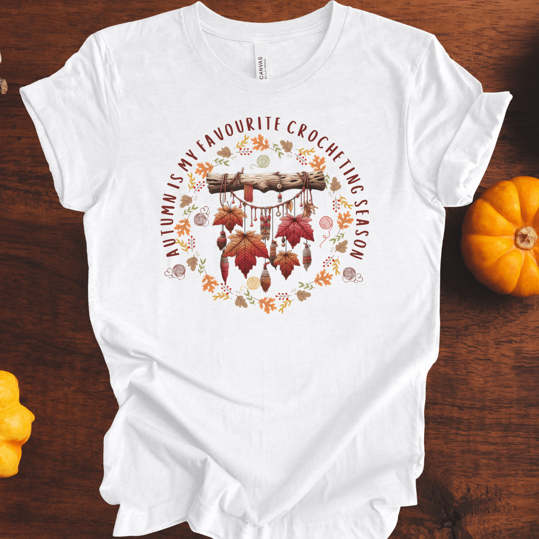 Autumn is my Crocheting Season T-Shirt White / S