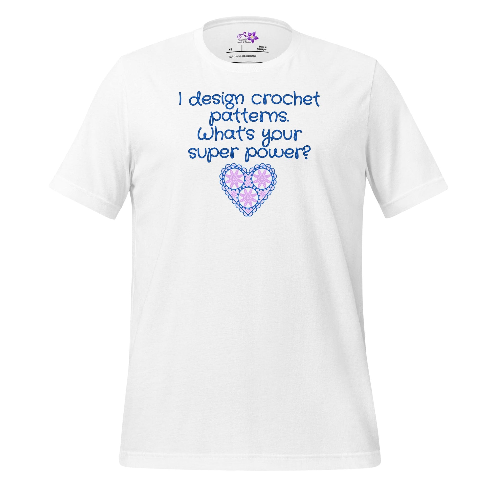 Crochet Designer Crew Neck T-Shirt White / XS