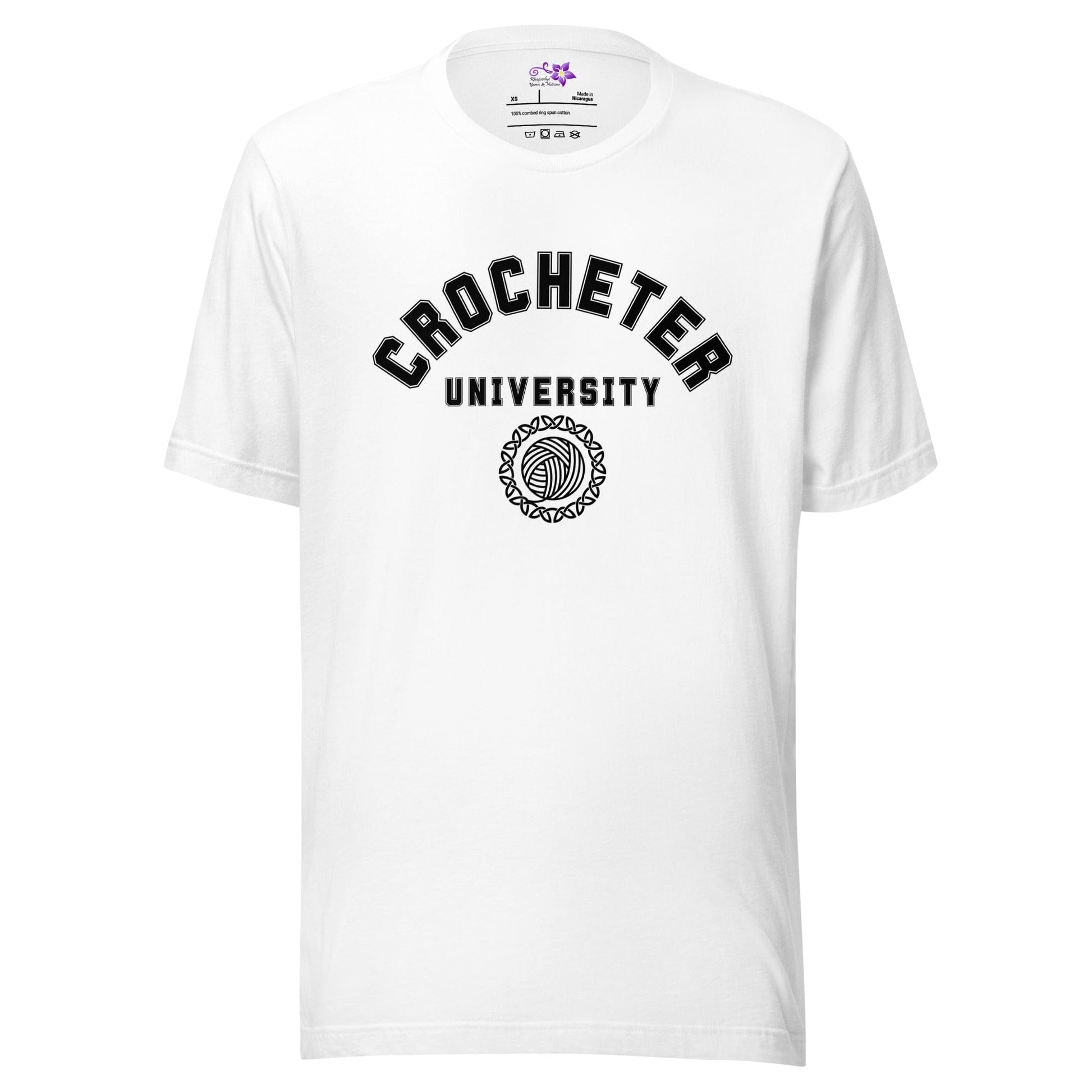 Crocheter University Crew Neck T-Shirt White / XS