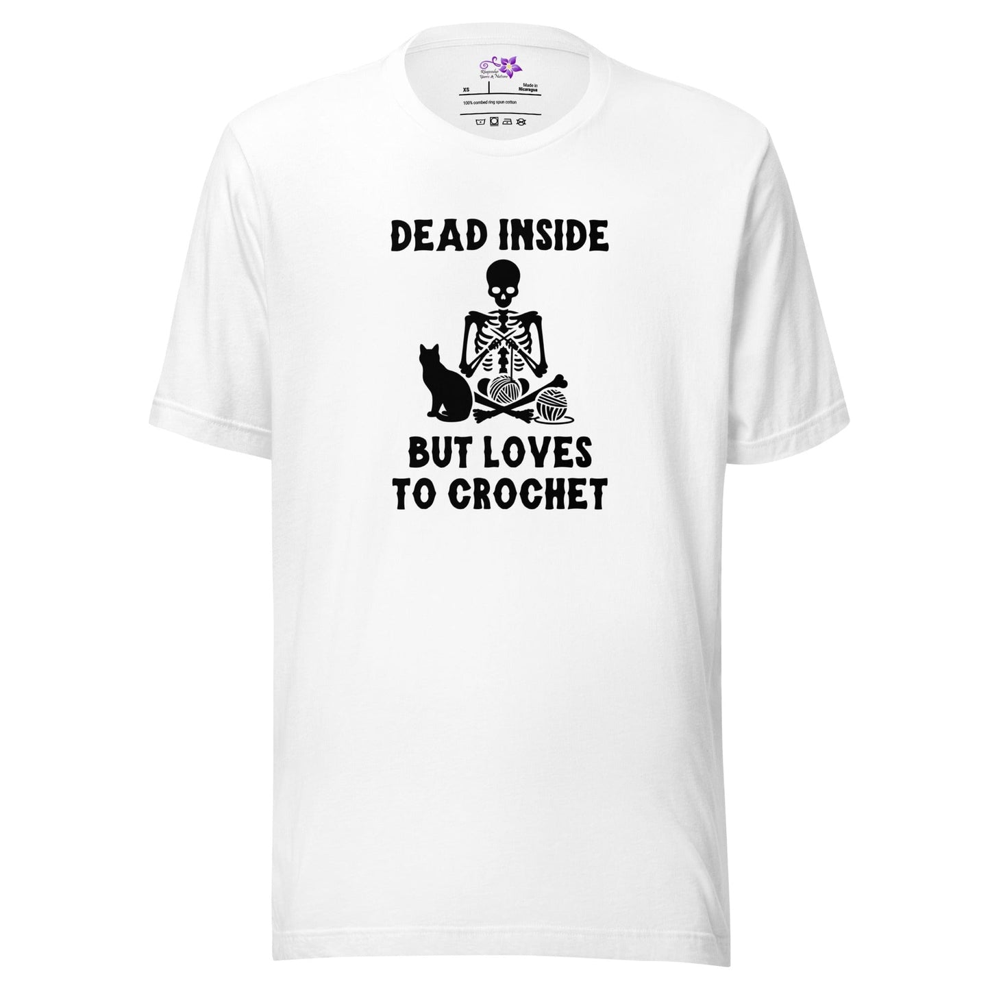 Dead Inside but loves to Crochet Crew Neck T-Shirt White / XS