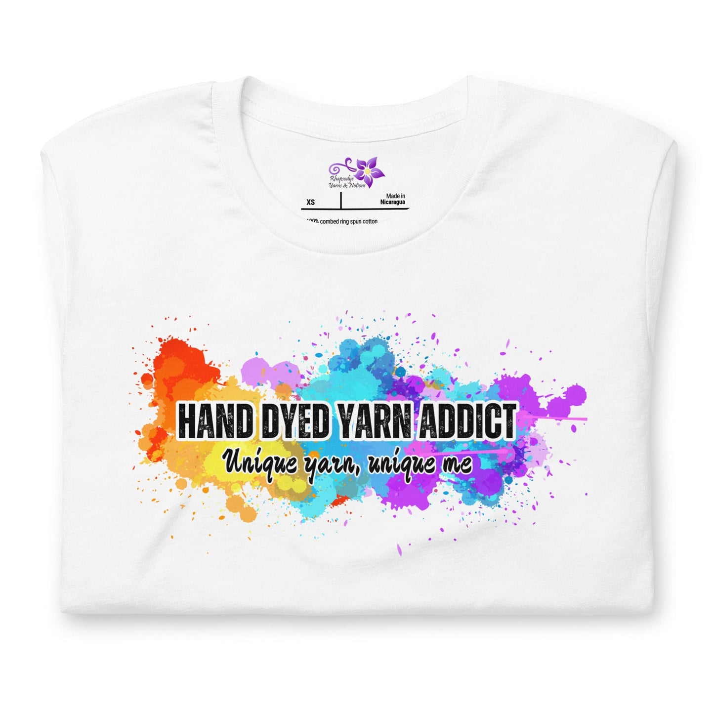 Hand Dyed Yarn Addict Crew Neck T-Shirt White / XS