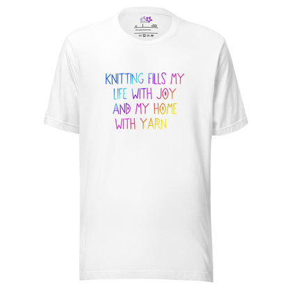 Knitting fills my Life (swirl font) Crew Neck T-Shirt White / XS