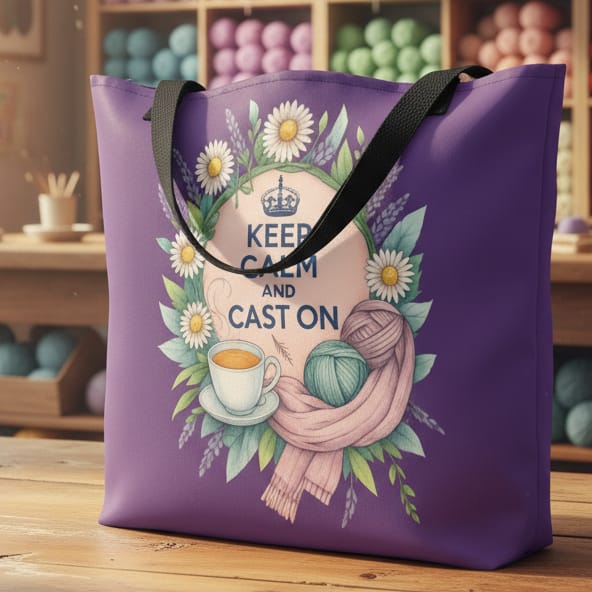 Keep Calm and Cast On Tote Bag
