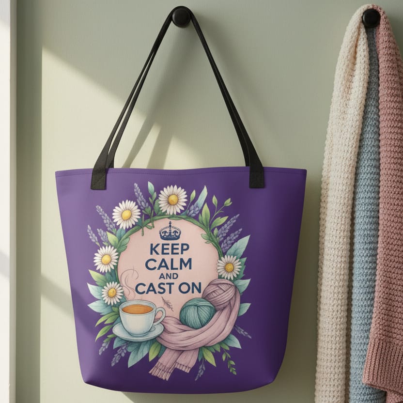 Keep Calm and Cast On Tote Bag