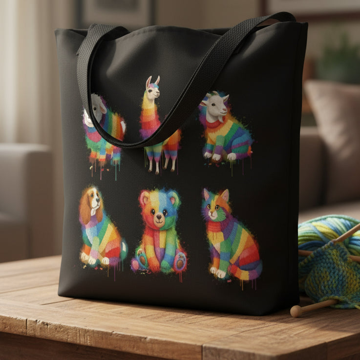 Animal Dye Splash Grid Splash Tote Bag