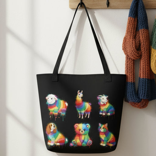 Animal Dye Splash Grid Splash Tote Bag
