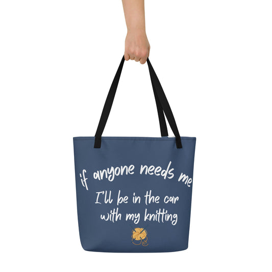 'Car Knitting' Large Tote Bag Black