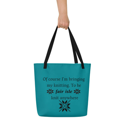 'Fair isle' Large Tote Bag Black