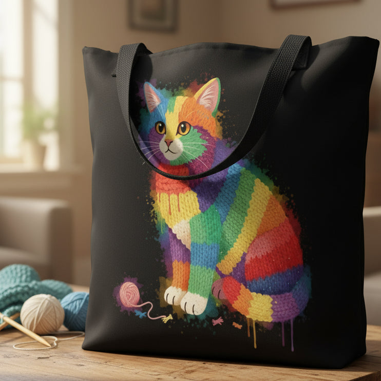 Cat Dye Splash Tote Bag
