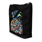 'Fabric Hoarder Dragon' Large Tote Bag