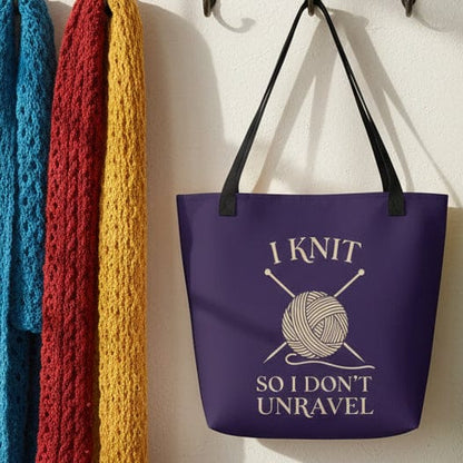 I knit so I don't unravel Tote Bag