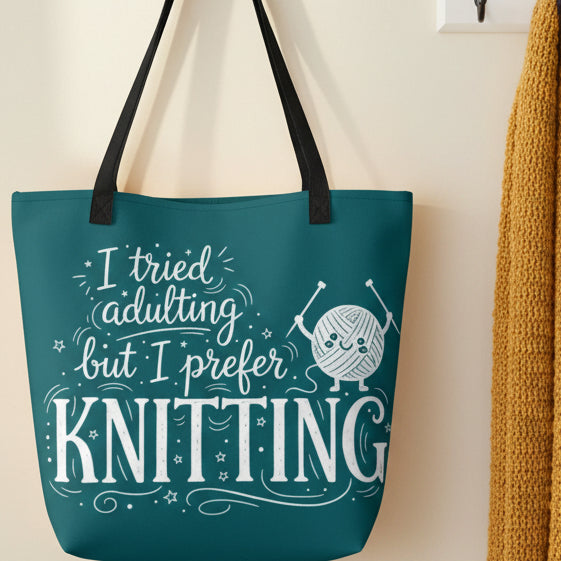 I Prefer Knitting Tote Bag