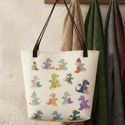 Knitting Dragons Full Print Tote