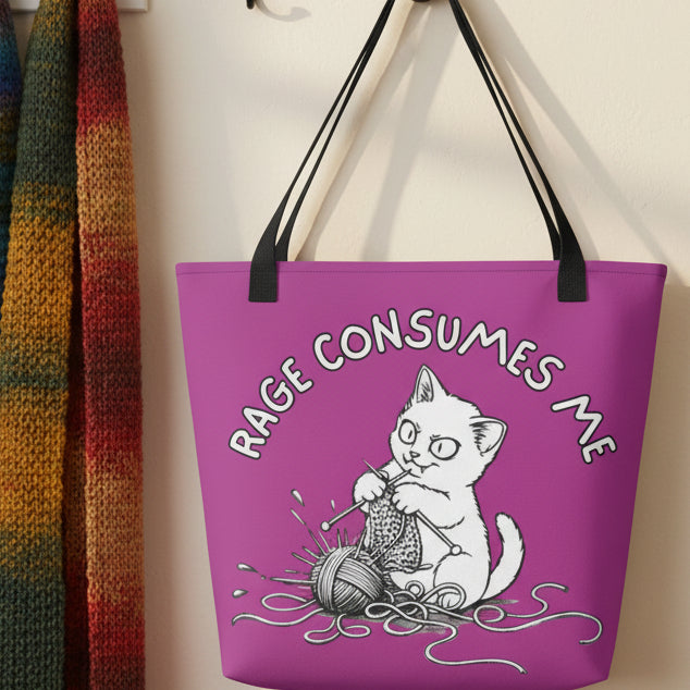 Knitting Rage Consumes Me Tote Bag