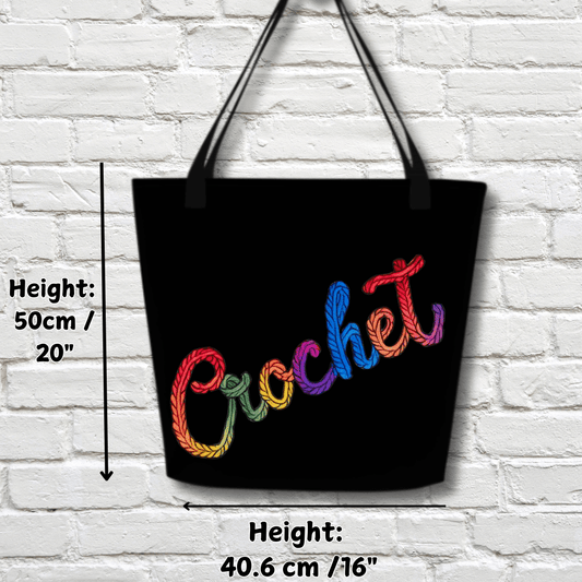 Rainbow Crochet Large Tote Bag