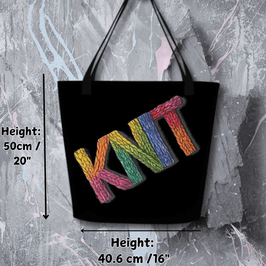 Rainbow Knit Large Tote Bag