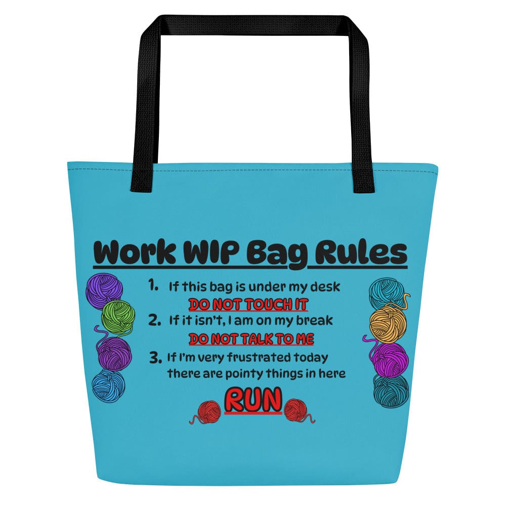 'Work WIP' Large Tote Bag Turquoise