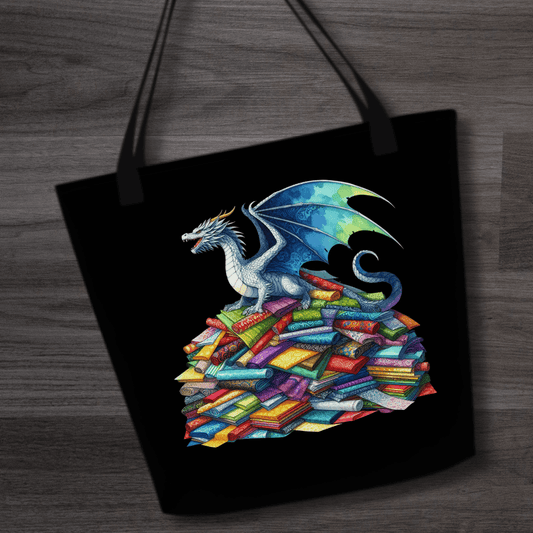 'Fabric Hoarder Dragon' Large Tote Bag Without text