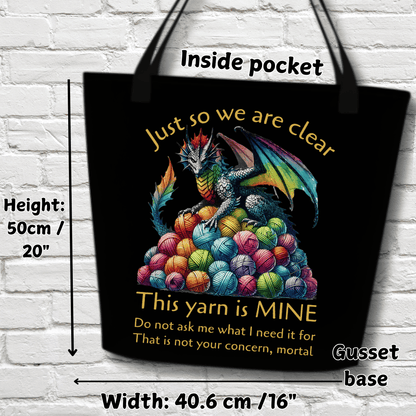 Yarn Dragon with slogan Large Tote Bag