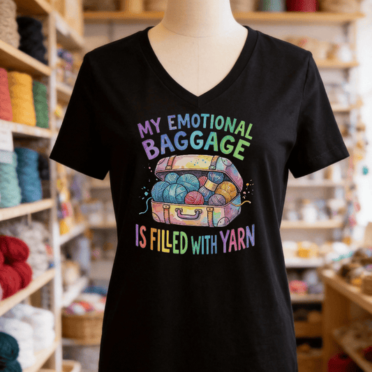 Emotional Baggage V-Neck T-Shirt Black / S