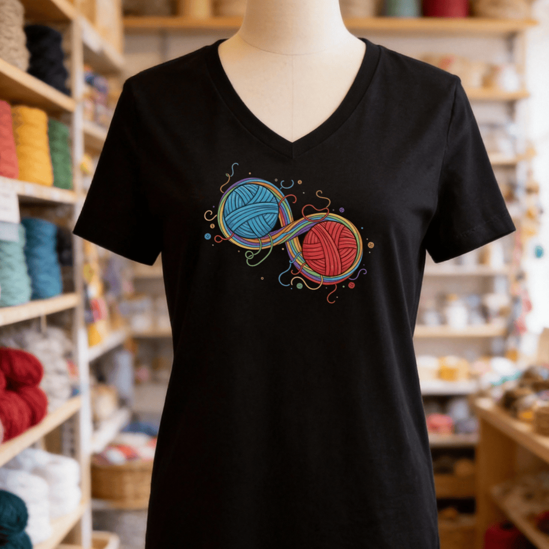 Infinity Yarn V-Neck T-Shirt Black / S