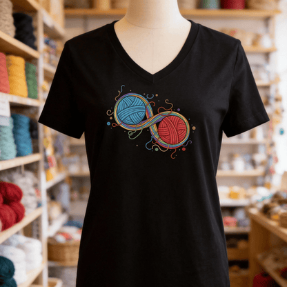 Infinity Yarn V-Neck T-Shirt Black / S