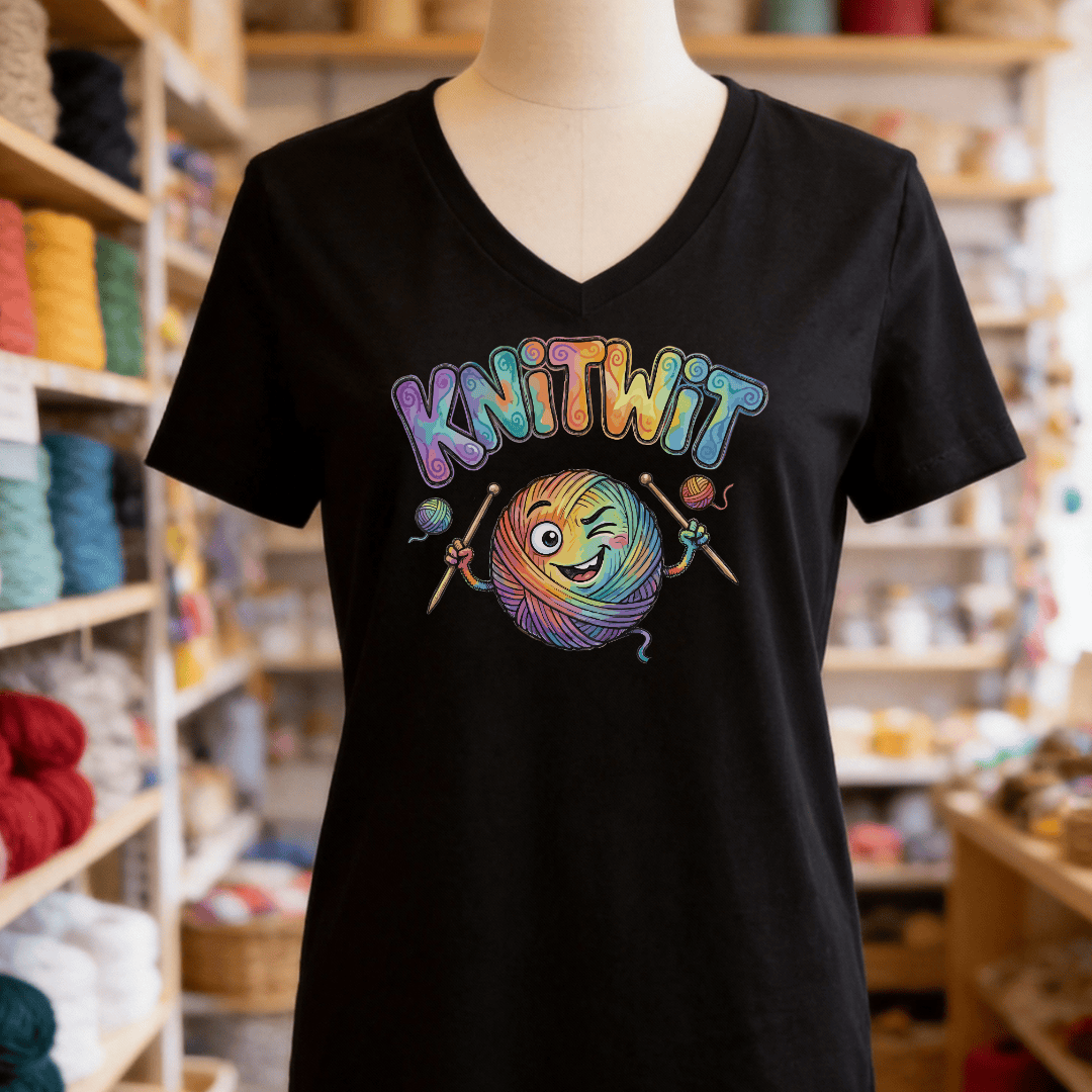 Knitwit V-Neck T-Shirt Black / S