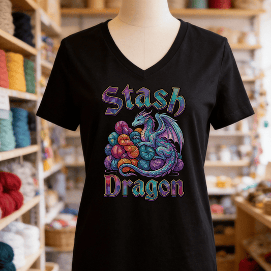 Stash Dragon V-Neck T-Shirt Black / S