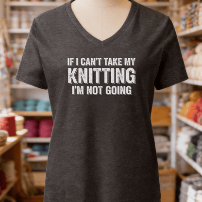I'm Not Going V-Neck T-Shirt Dark Grey Heather / S