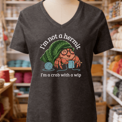 Not A Hermit V-Neck T-Shirt Dark Grey Heather / S