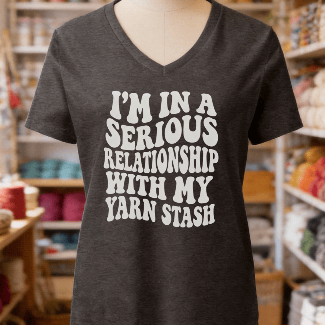 Serious Relationship V-Neck T-Shirt Dark Grey Heather / S