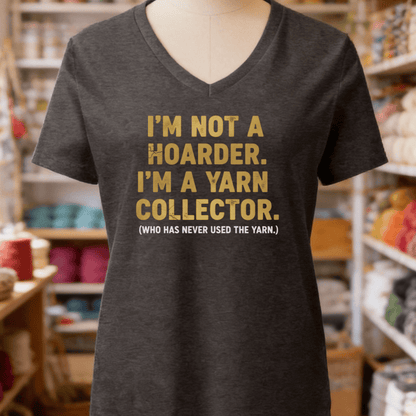 Yarn Collector V-Neck T-Shirt Dark Grey Heather / S