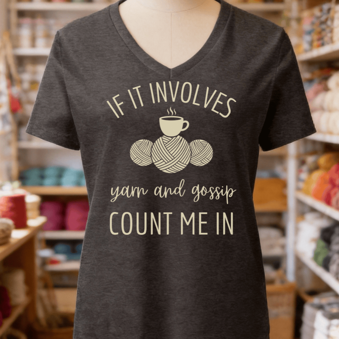 Yarn & Gossip V-Neck T-Shirt Dark Grey Heather / S