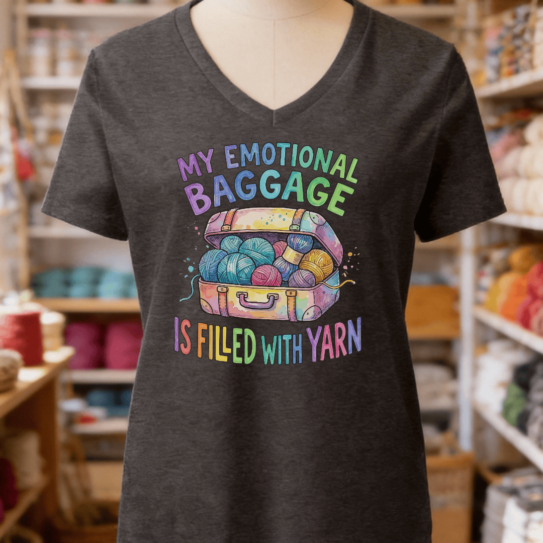 Emotional Baggage V-Neck T-Shirt Dark Grey / S