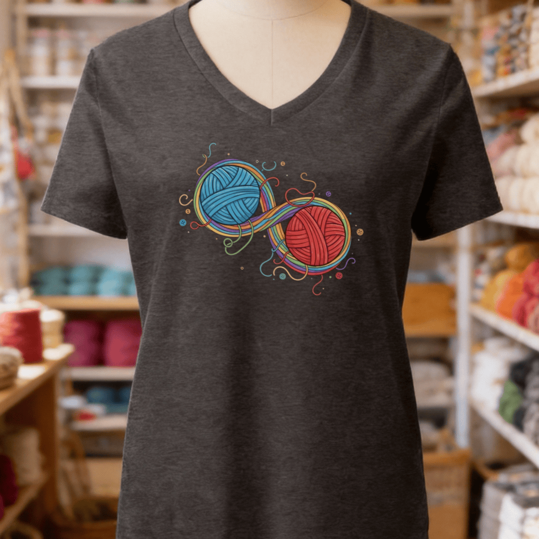 Infinity Yarn V-Neck T-Shirt Dark Grey / S