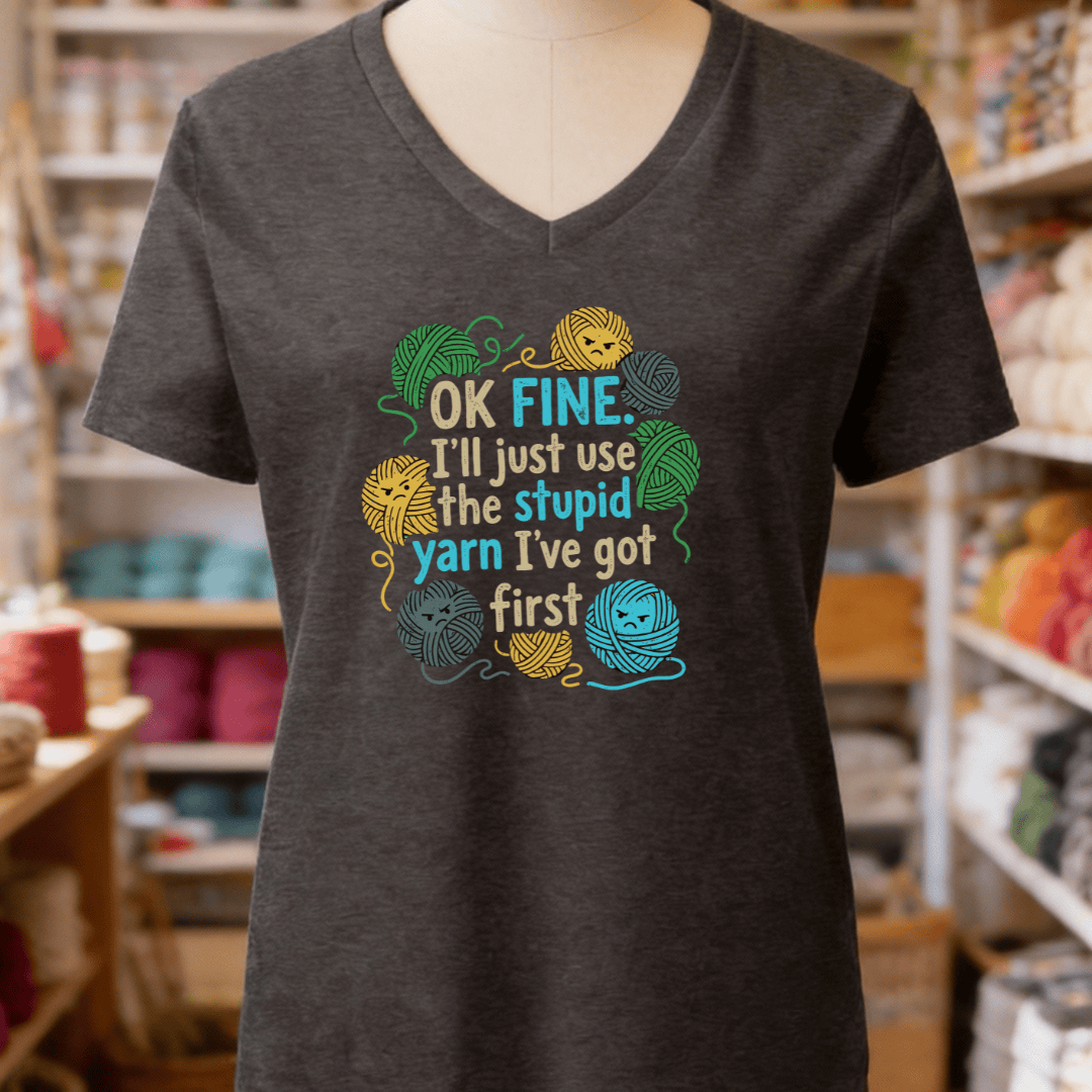 Stupid Yarn V-Neck T-Shirt Dark Grey / S