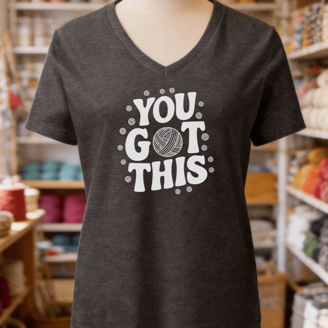 You Got This V-Neck T-Shirt Dark Grey / S