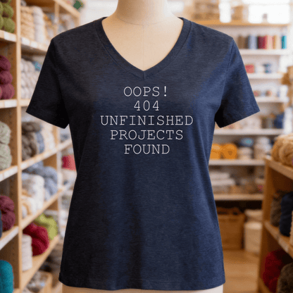 404 Error V-Neck T-Shirt Heather Navy / S