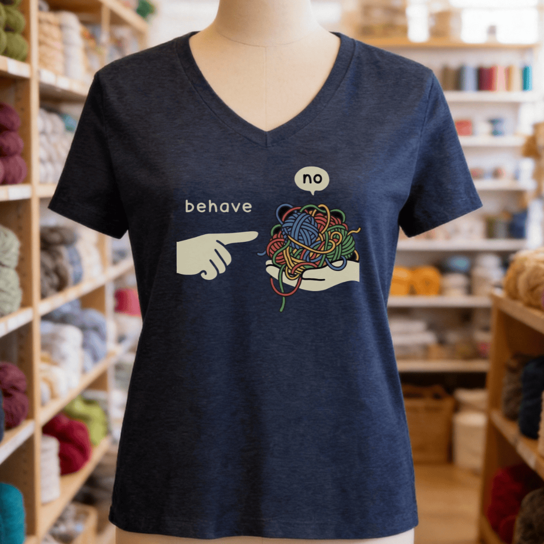 Behave V-Neck T-Shirt Heather Navy / S