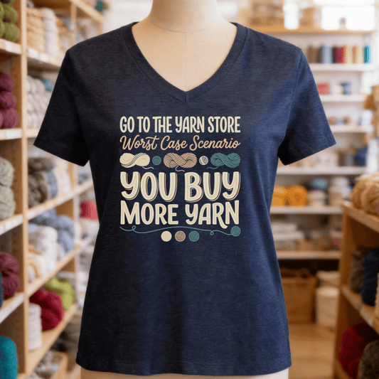 Buy More Yarn V-Neck T-Shirt Heather Navy / S