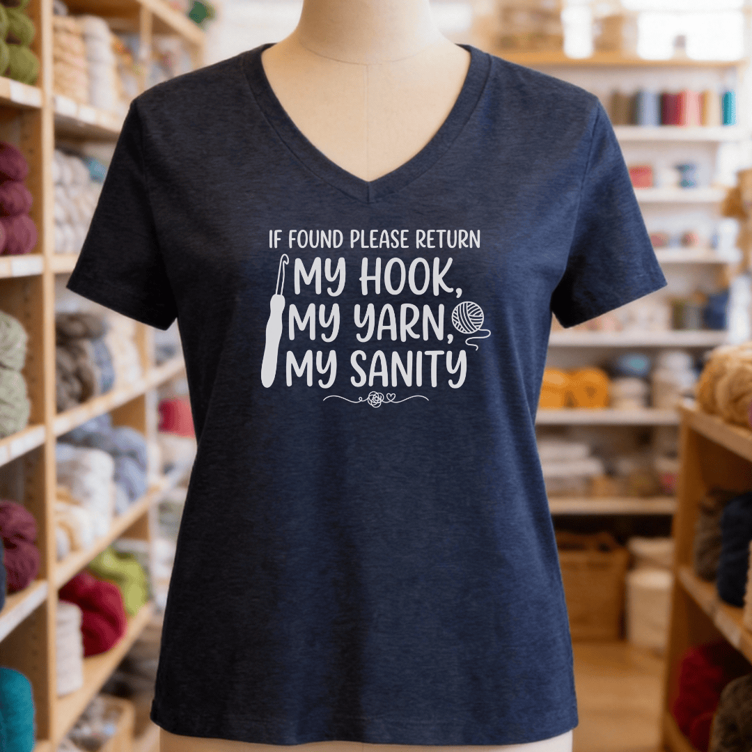 If Found V-Neck T-Shirt Heather Navy / S