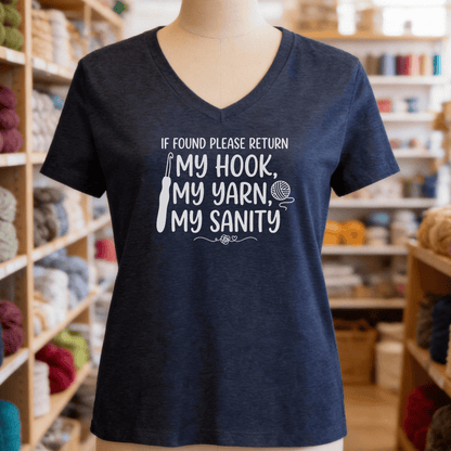 If Found V-Neck T-Shirt Heather Navy / S