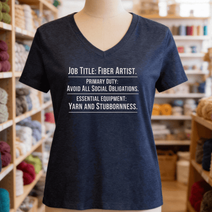 Job Title V-Neck T-Shirt Heather Navy / S