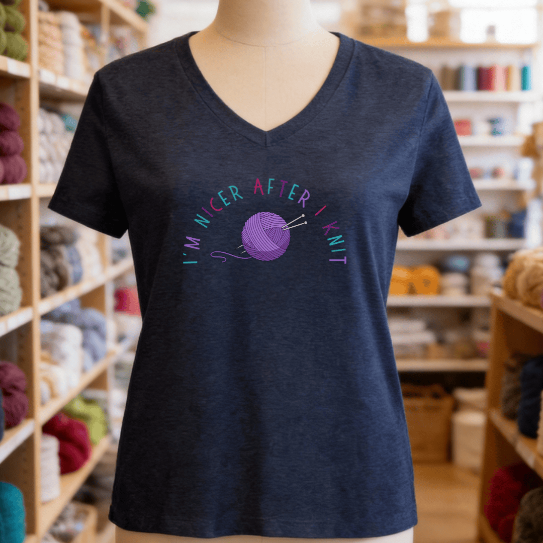 Nicer After Knit V-Neck T-Shirt Heather Navy / S